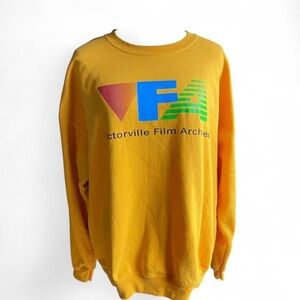 Gildan Yellow Crewneck Sweatshirt with Multicolor Logo